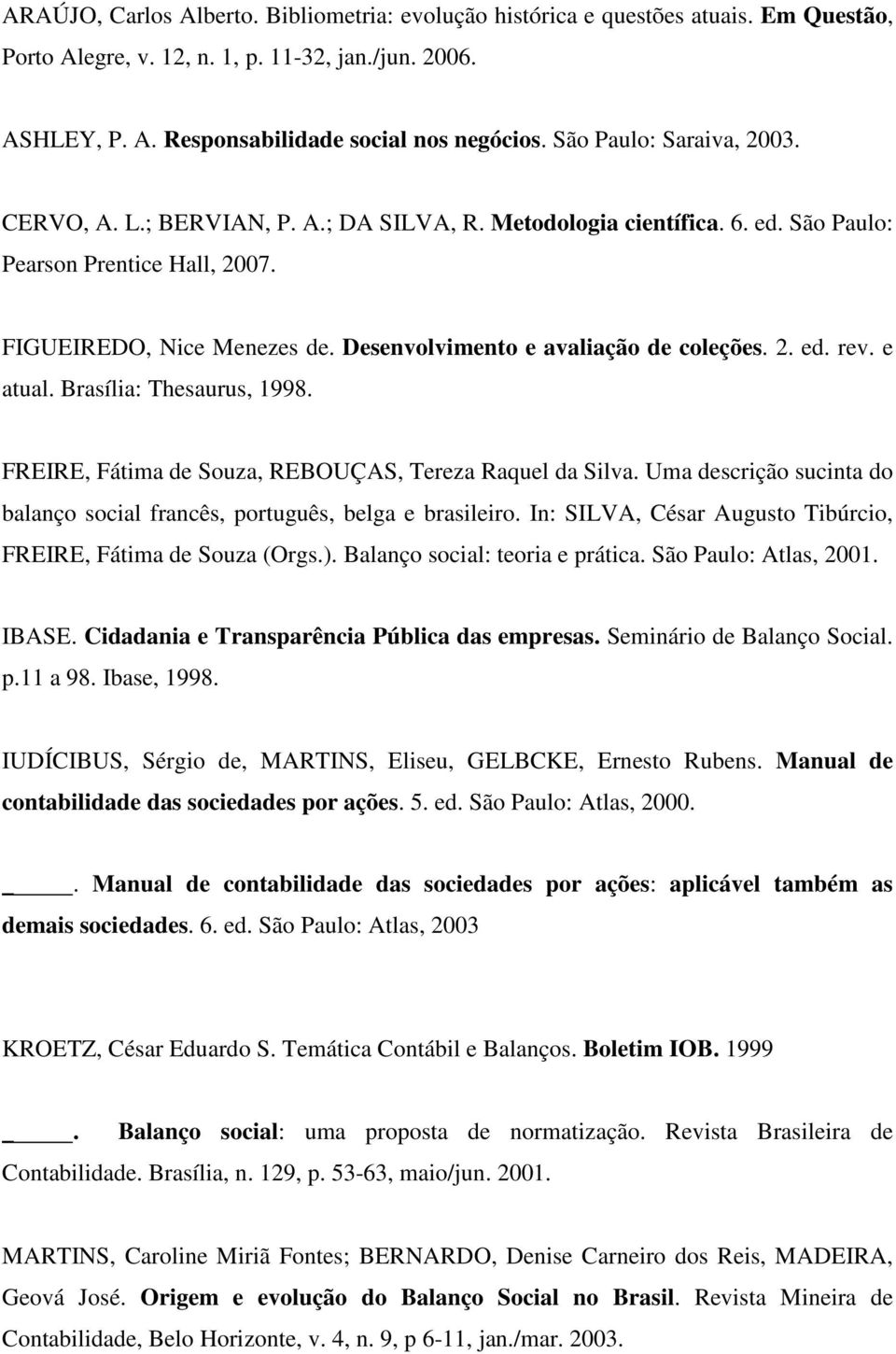 Desenvolvimento e avaliação de coleções. 2. ed. rev. e atual. Brasília: Thesaurus, 1998. FREIRE, Fátima de Souza, REBOUÇAS, Tereza Raquel da Silva.