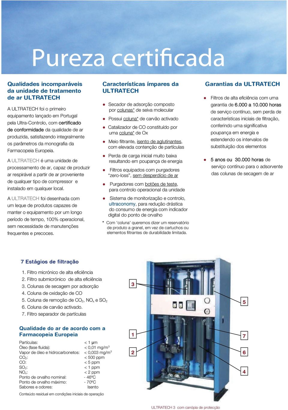 A ULTRATECH é uma unidade de processamento de ar, capaz de produzir ar respirável a partir de ar proveniente de qualquer tipo de compressor e instalado em qualquer local.