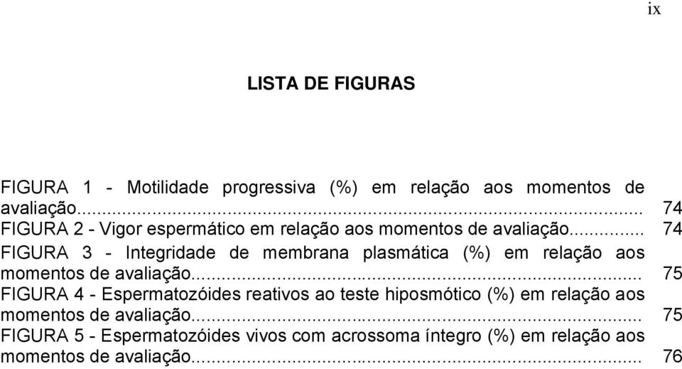 .. 74 FIGURA 3 - Integridade de membrana plasmática (%) em relação aos momentos de avaliação.