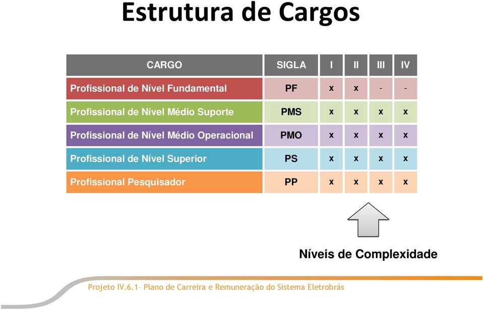 PMO x x x x Profissional de Nível Superior PS x x x x Profissional Pesquisador PP x x x x