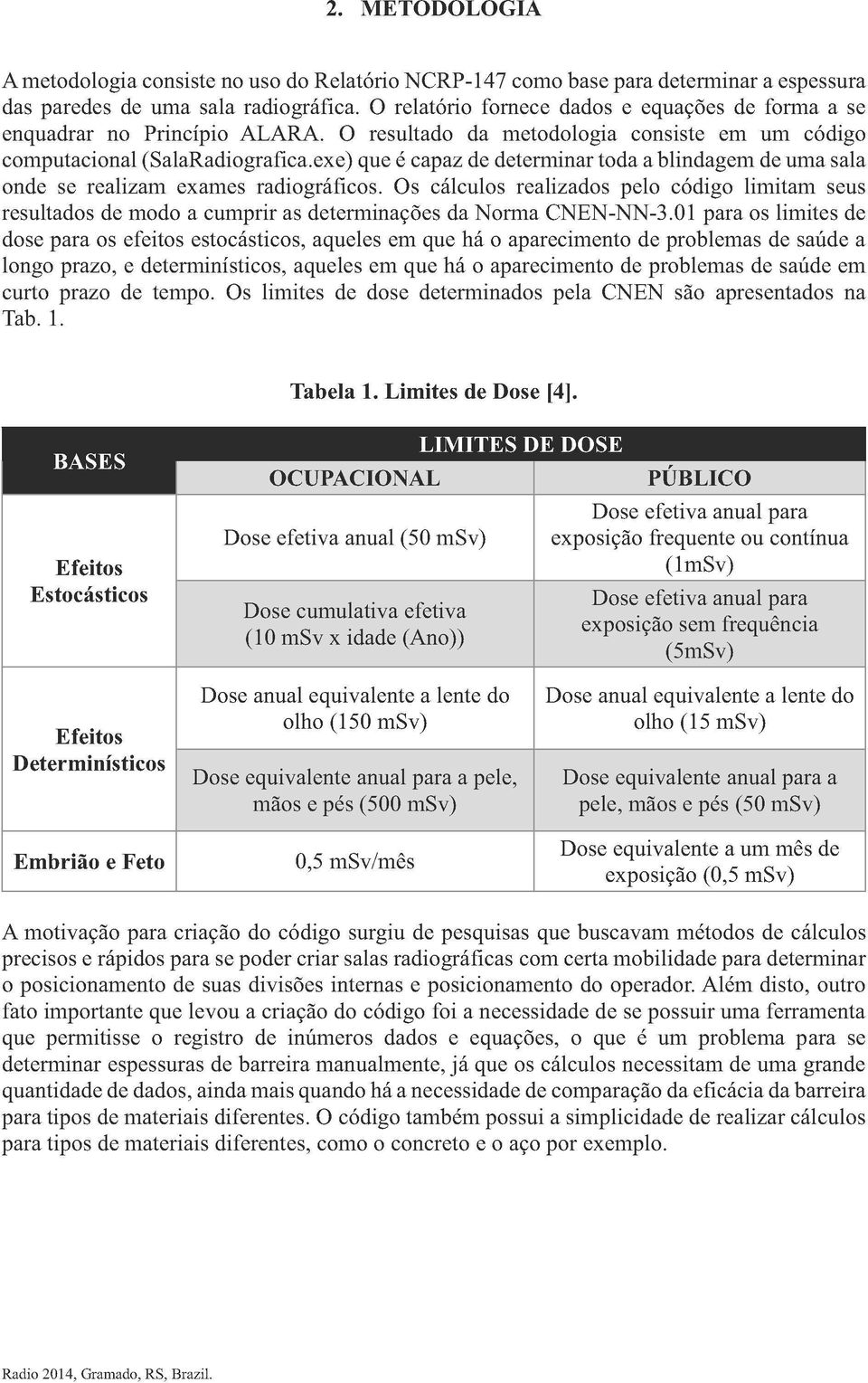 exe) que é capaz de determinar toda a blindagem de uma sala onde se realizam exames radiográficos.