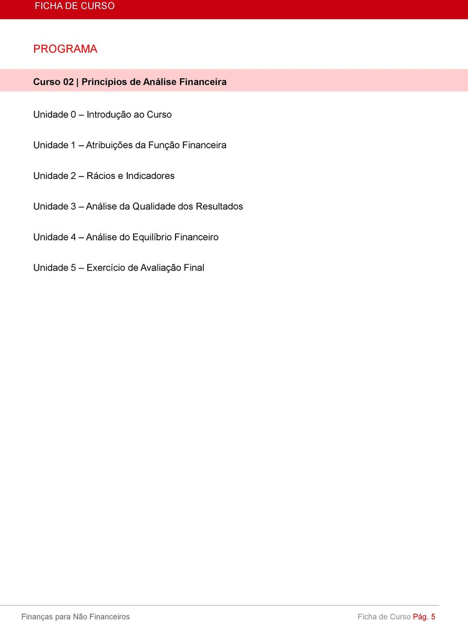 Indicadores Unidade 3 Análise da Qualidade dos Resultados Unidade 4 Análise