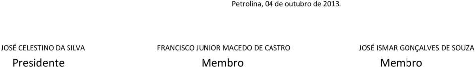 JUNIOR MACEDO DE CASTRO JOSÉ ISMAR