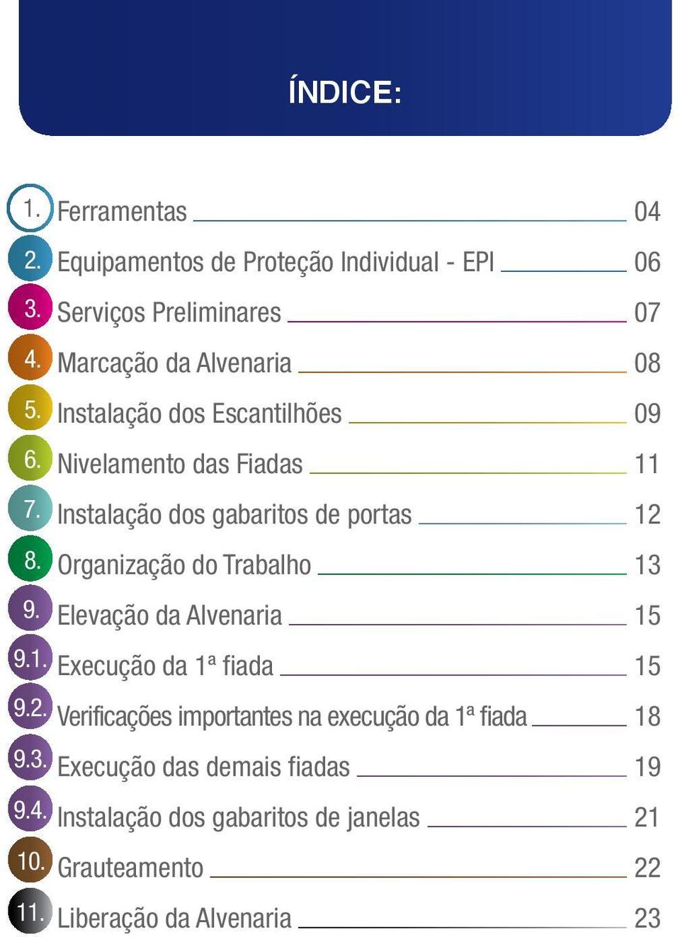 Elevação da Alvenaria 9.1. Execução da 1ª fiada 9.2. Verificações importantes na execução da 1ª fiada 9.3.