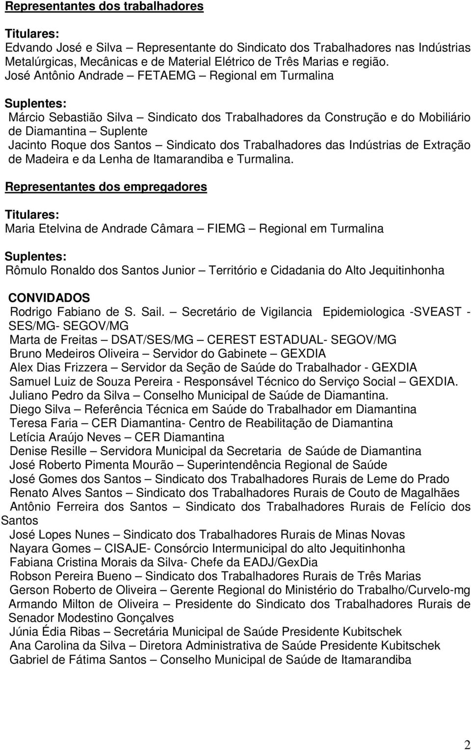 Trabalhadores das Indústrias de Extração de Madeira e da Lenha de Itamarandiba e Turmalina.