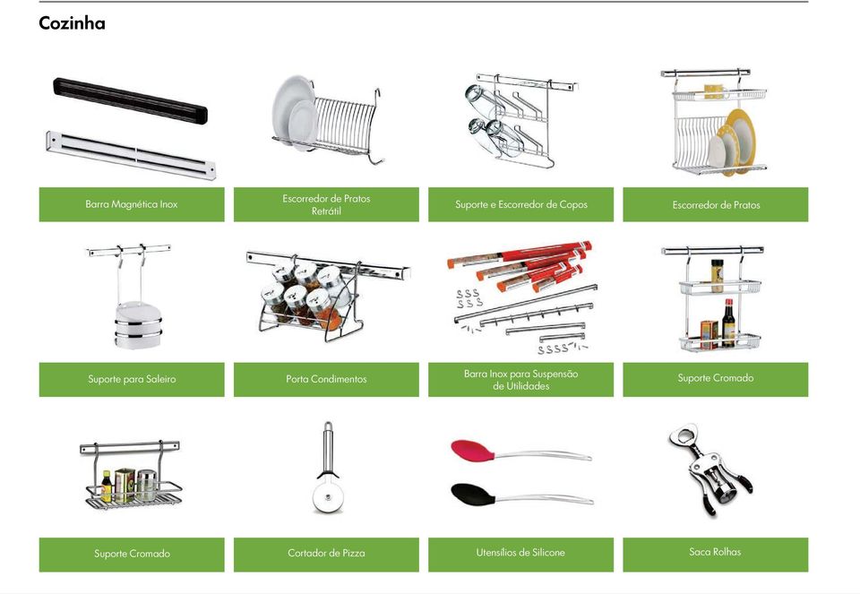 Condimentos Barra Inox para Suspensão de Utilidades Suporte Cromado