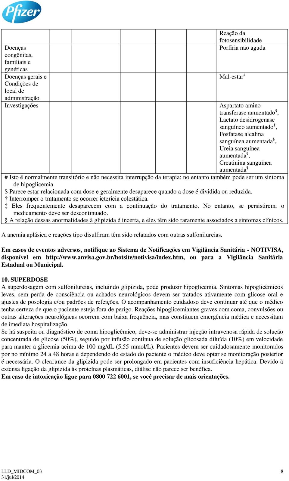 necessita interrupção da terapia; no entanto também pode ser um sintoma de hipoglicemia. $ Parece estar relacionada com dose e geralmente desaparece quando a dose é dividida ou reduzida.