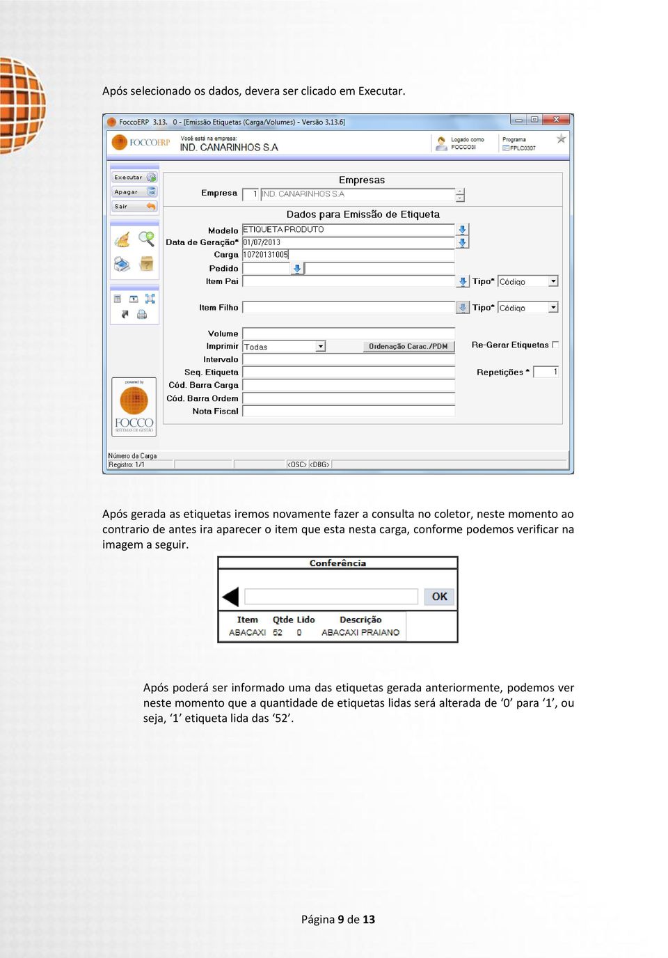 aparecer o item que esta nesta carga, conforme podemos verificar na imagem a seguir.