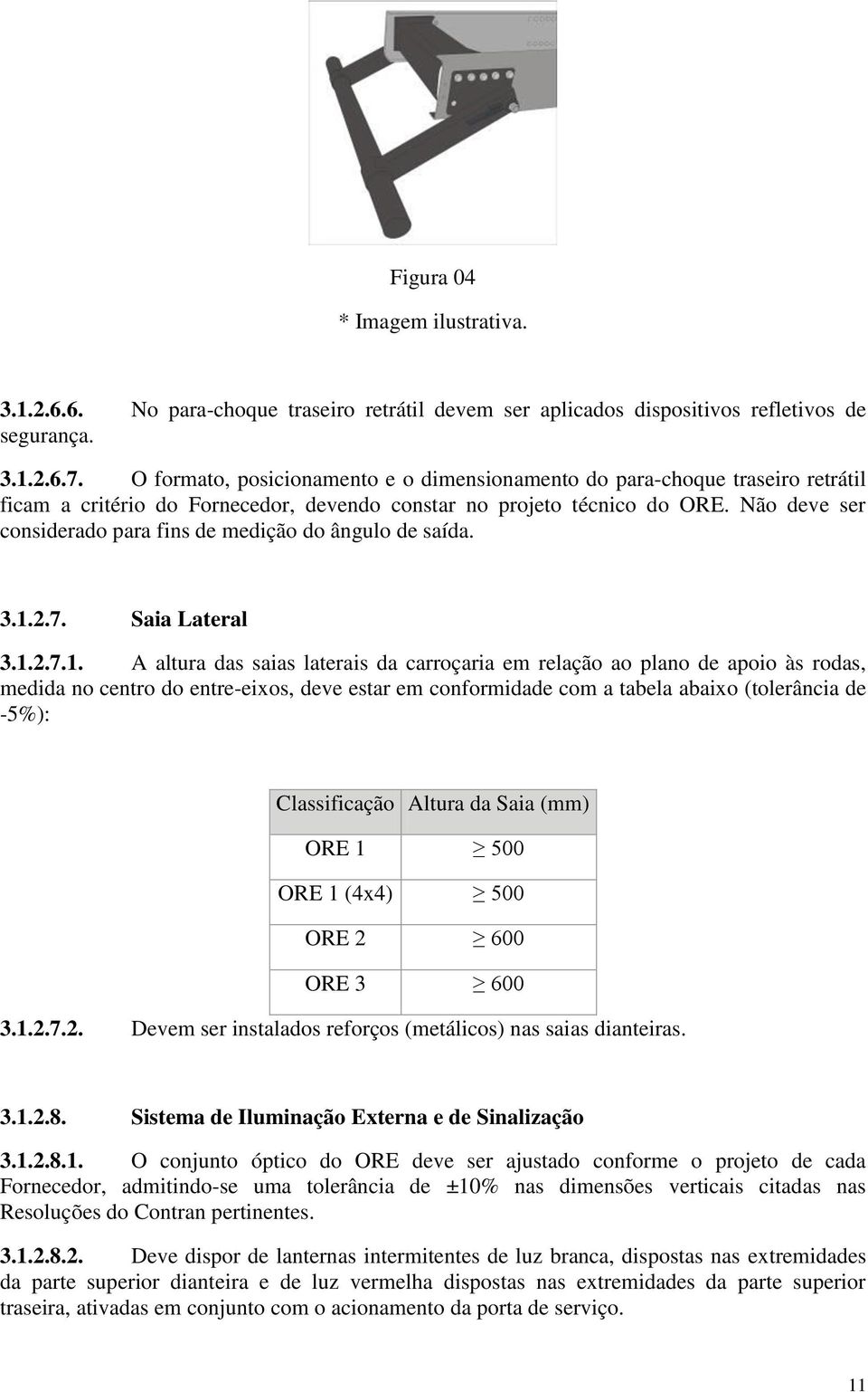 Não deve ser considerado para fins de medição do ângulo de saída. 3.1.