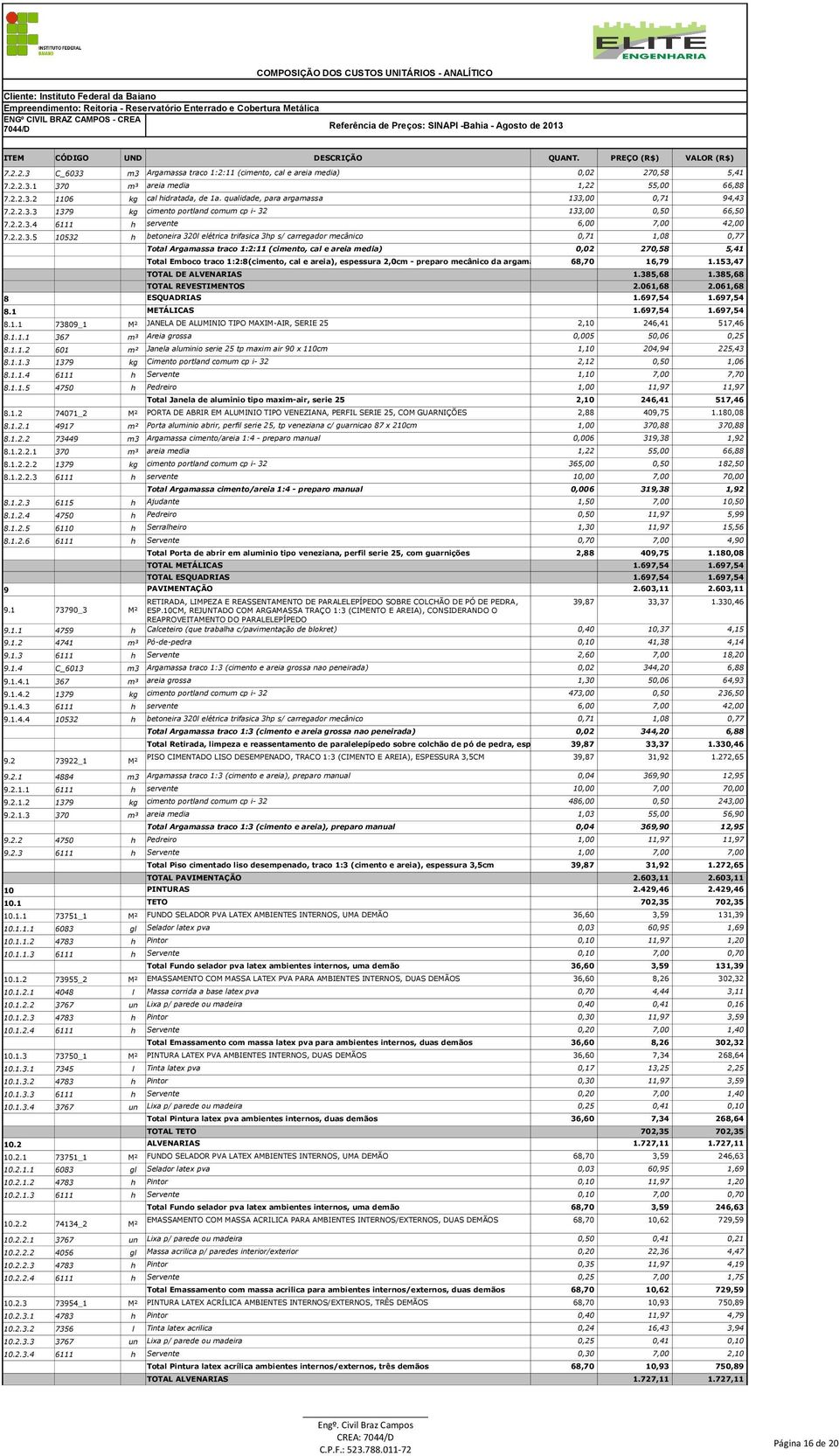 qualidade, para argamassa 133