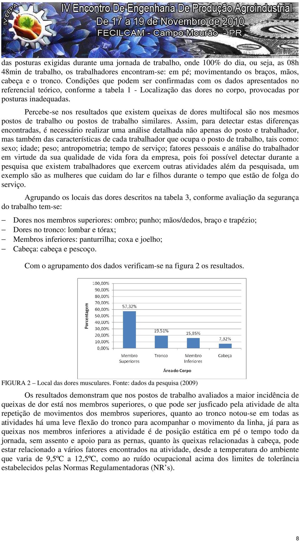 Percebe-se nos resultados que existem queixas de dores multifocal são nos mesmos postos de trabalho ou postos de trabalho similares.