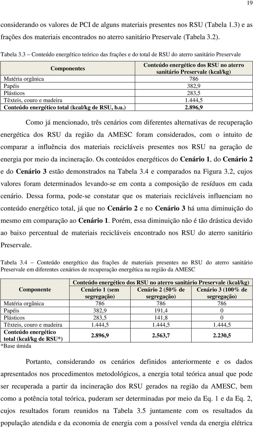 382,9 Plásticos 283,5 Têxteis, couro e madeira 1.444,5 Conteúdo energético total (kcal/kg de RSU, b.u.) 2.