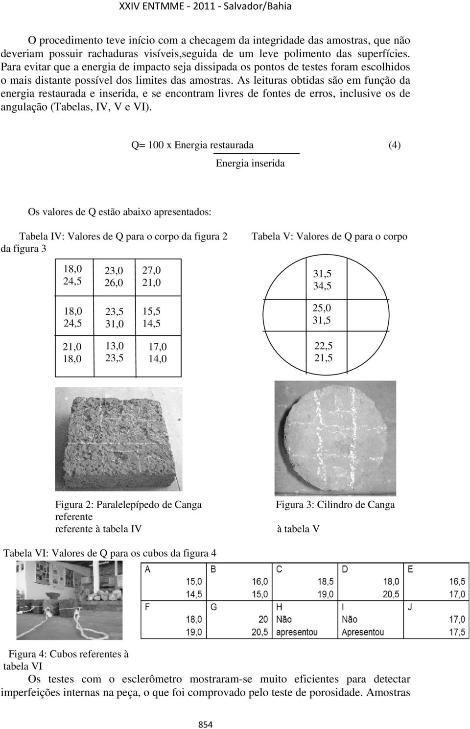 As leituras obtidas são em função da energia restaurada e inserida, e se encontram livres de fontes de erros, inclusive os de angulação (Tabelas, IV, V e VI).