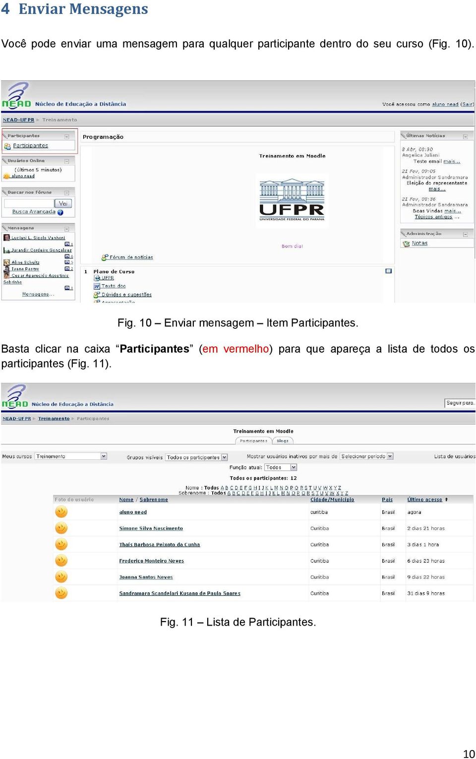 10 Enviar mensagem Item Participantes.