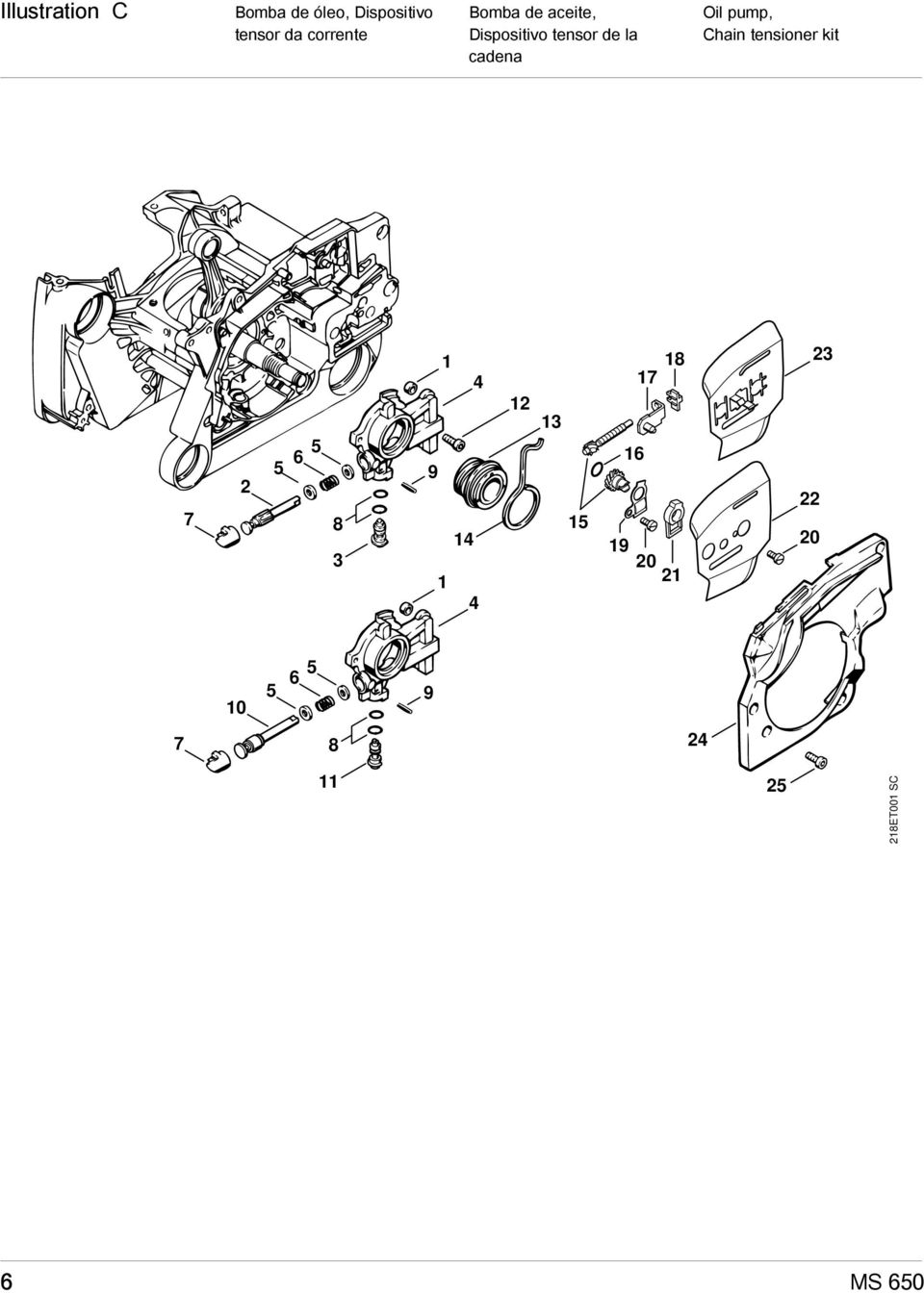 Oil pump, Chain tensioner kit 2 5 6 5 8 3 1 4 9 14 1 4 12