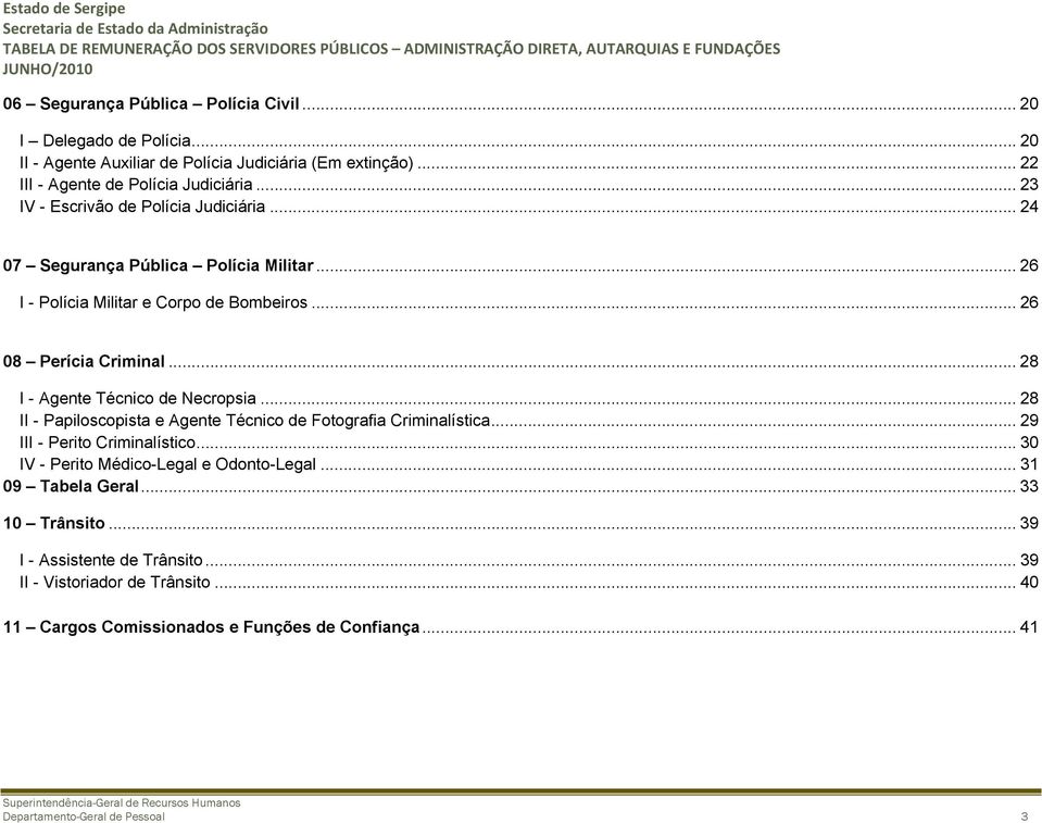 .. 28 I - Agente Técnico de Necropsia... 28 II - Papiloscopista e Agente Técnico de Fotografia Criminalística... 29 III - Perito Criminalístico.