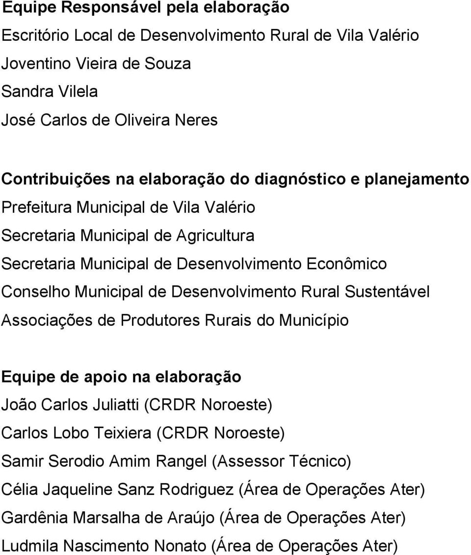 Desenvolvimento Rural Sustentável Associações de Produtores Rurais do Município Equipe de apoio na elaboração João Carlos Juliatti (CRDR Noroeste) Carlos Lobo Teixiera (CRDR Noroeste)