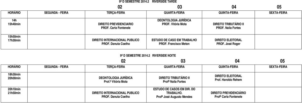 José Roger 9º D SEMESTRE 2014.2 RIVERSIDE NOITE DEONTOLOGIA JURÍDICA Prof.ª Vitória Mota DIREITO TRIBUTÁRIO II Profª Naila Fortes DIREITO ELEITORAL Prof.