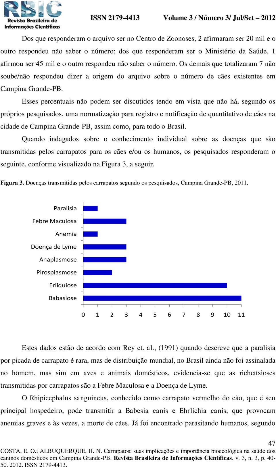 Esses percentuais não podem ser discutidos tendo em vista que não há, segundo os próprios pesquisados, uma normatização para registro e notificação de quantitativo de cães na cidade de Campina