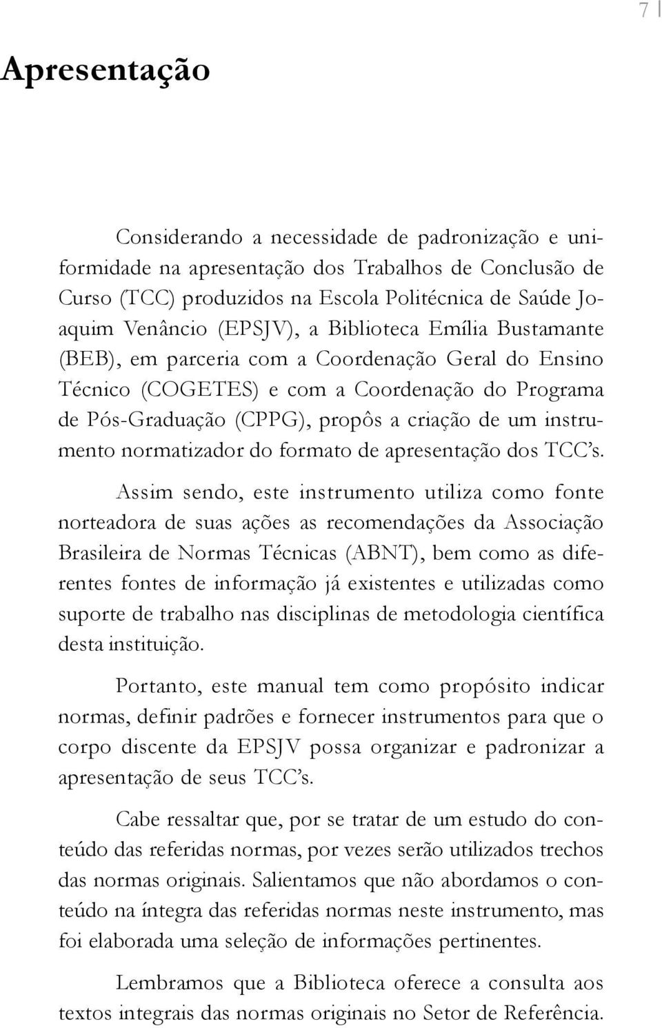 normatizador do formato de apresentação dos TCC s.