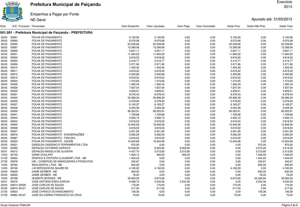 694,22 11.694,22 11.694,22 11.694,22 26/03 00903 FOLHA DE PAGAMENTO 26/03 00904 FOLHA DE PAGAMENTO 3.419,77 3.419,77 3.419,77 3.419,77 26/03 00906 FOLHA DE PAGAMENTO 3.371,96 3.