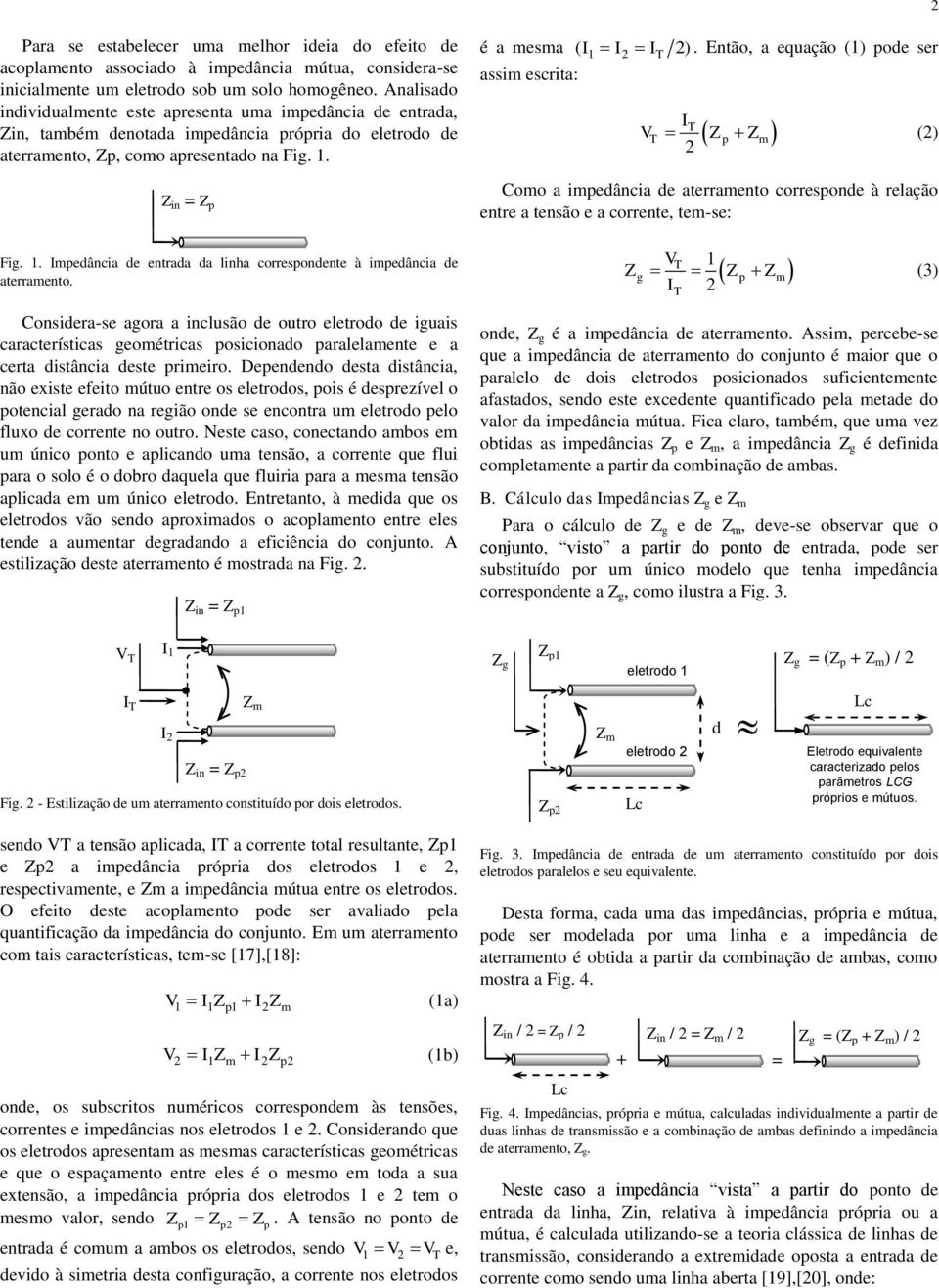 Z in = Z p Fig. 1. Impedância de entrada da linha correspondente à impedância de aterramento.