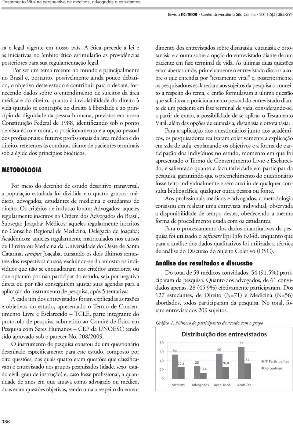 de sujeitos da área médica e do direito, quanto à inviolabilidade do direito à vida quando se contrapõe ao direito à liberdade e ao princípio da dignidade da pessoa humana, previstos em nossa