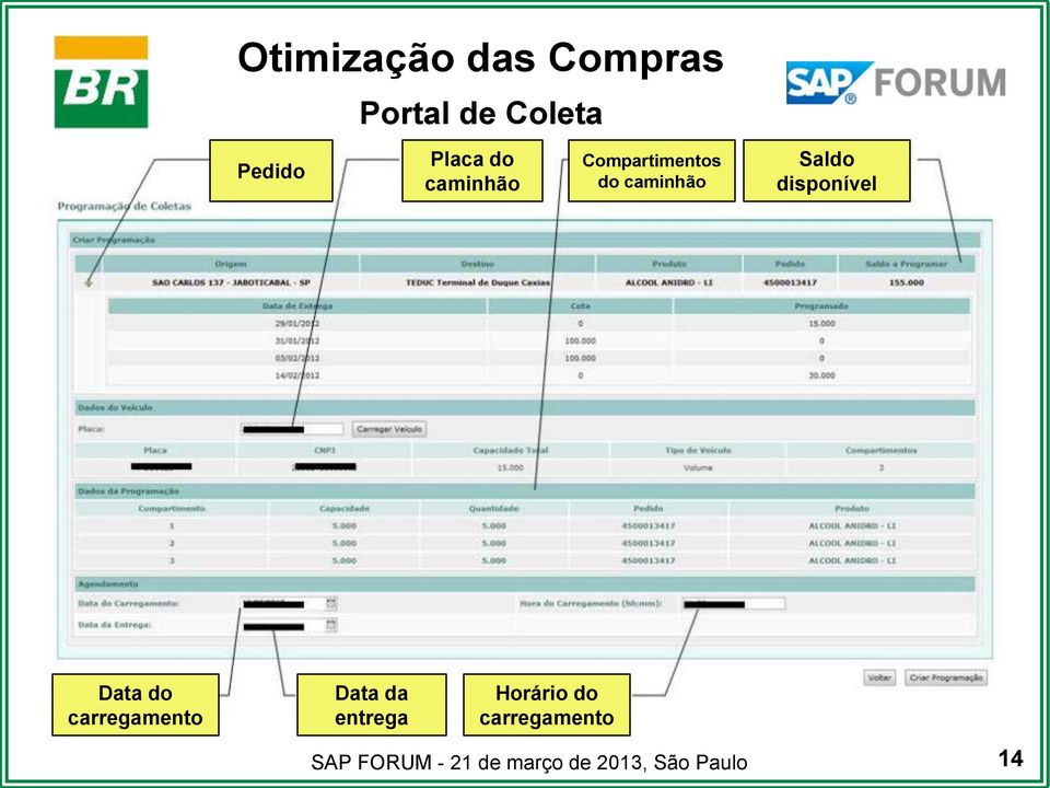 caminhão Saldo disponível Data do