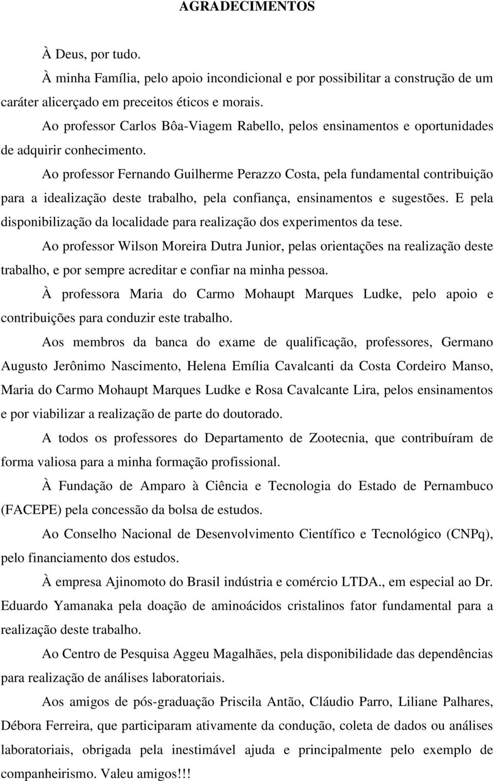 Ao professor Fernando Guilherme Perazzo Costa, pela fundamental contribuição para a idealização deste trabalho, pela confiança, ensinamentos e sugestões.