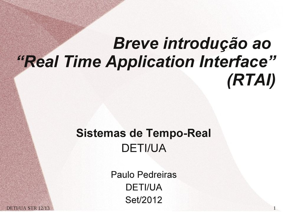 Sistemas de Tempo-Real DETI/UA