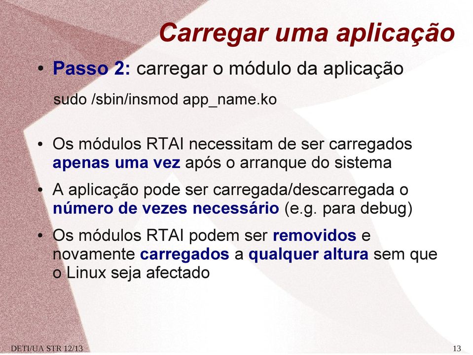 aplicação pode ser carrega