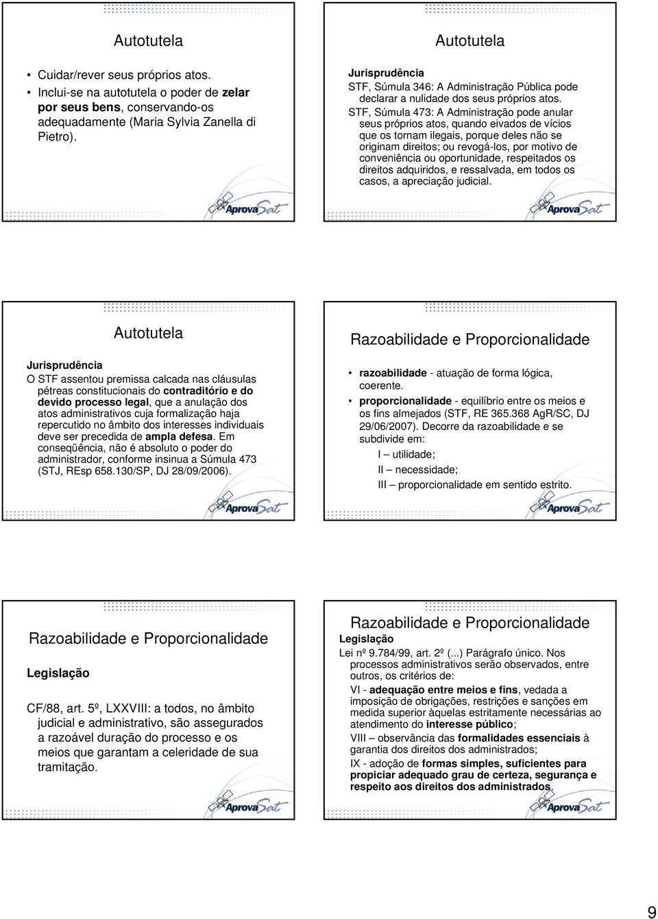 STF, Súmula 473: A Administração pode anular seus próprios atos, quando eivados de vícios que os tornam ilegais, porque deles não se originam direitos; ou revogá-los, por motivo de conveniência ou