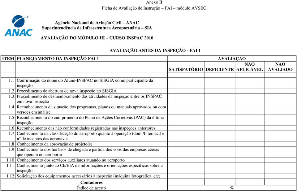 1 Confirmação do nome do Aluno-INSPAC no SISGIA como participante da inspeção 1.2 Procedimento de abertura de nova inspeção no SISGIA 1.