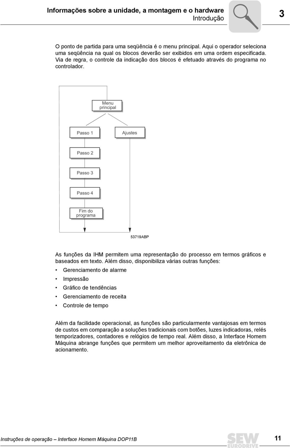 Via de regra, o controle da indicação dos blocos é efetuado através do programa no controlador.