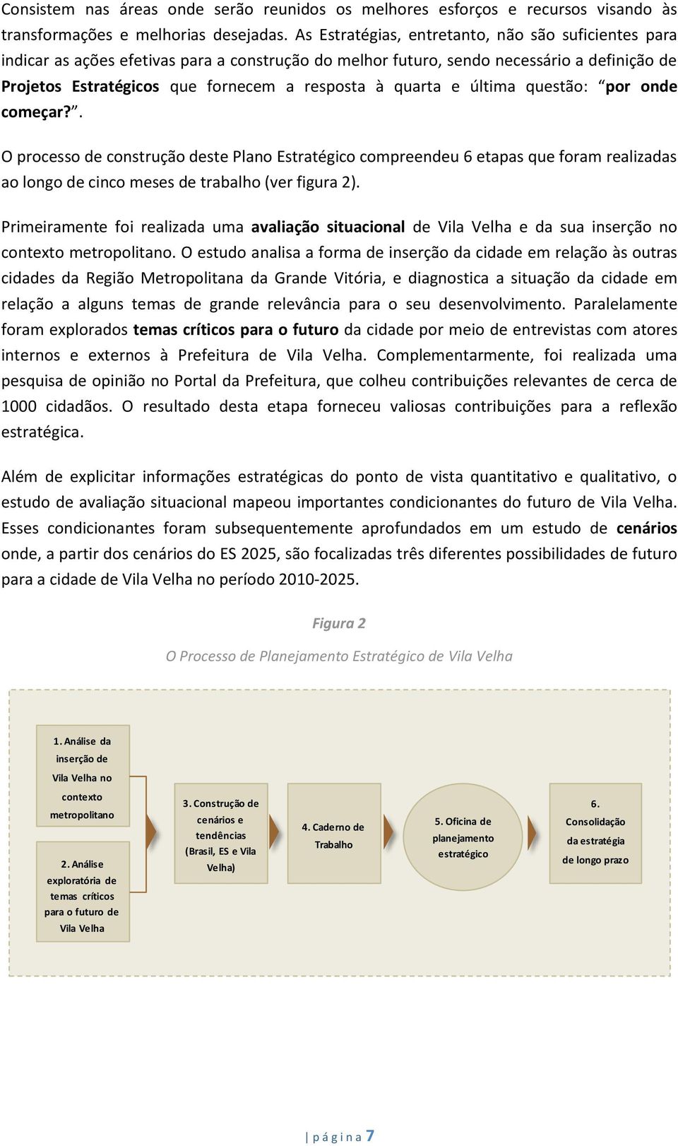 quarta e última questão: por onde começar?. O processo de construção deste Plano Estratégico compreendeu 6 etapas que foram realizadas ao longo de cinco meses de trabalho (ver figura 2).