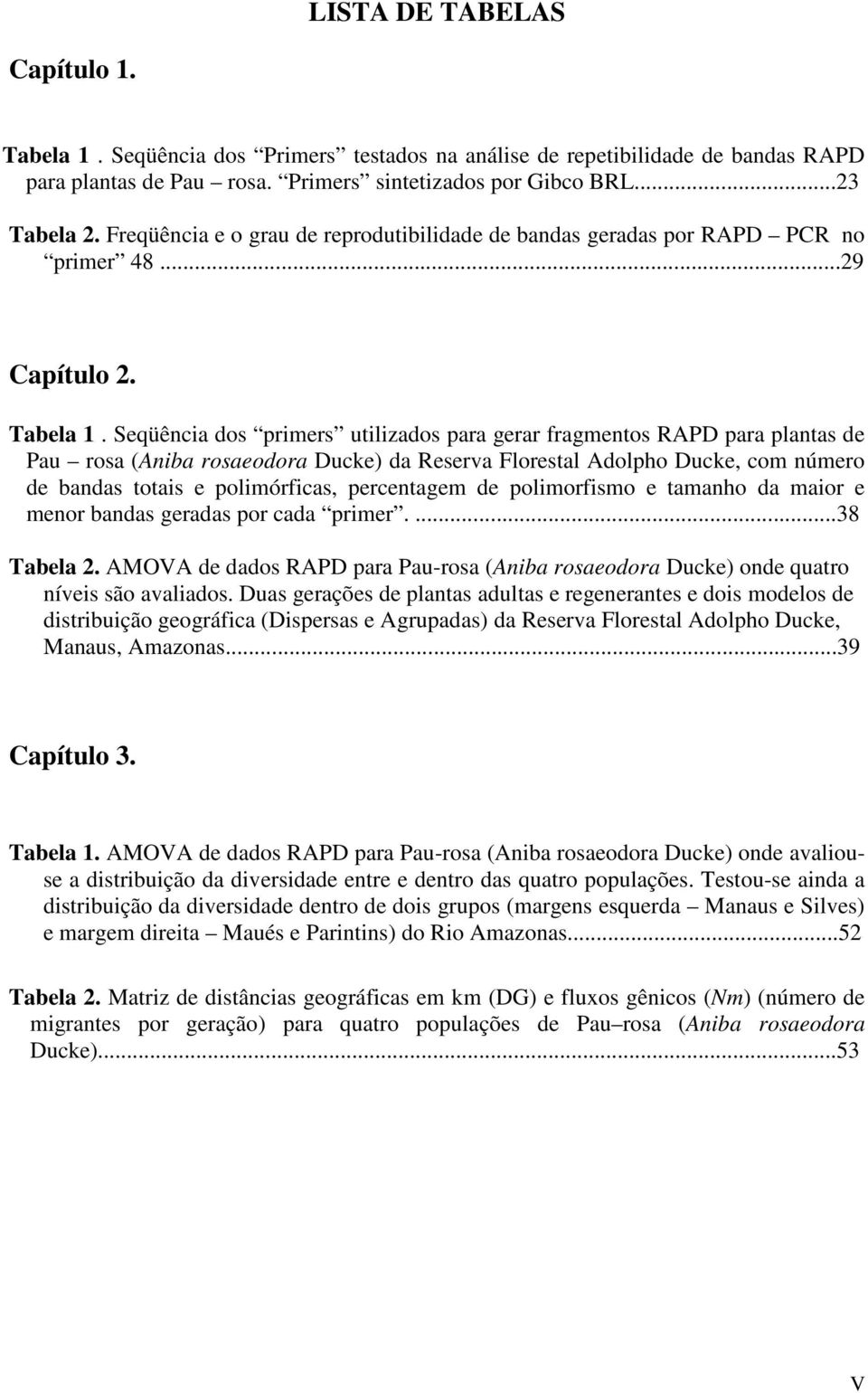 Seqüência dos primers utilizados para gerar fragmentos RAPD para plantas de Pau rosa (Aniba rosaeodora Ducke) da Reserva Florestal Adolpho Ducke, com número de bandas totais e polimórficas,