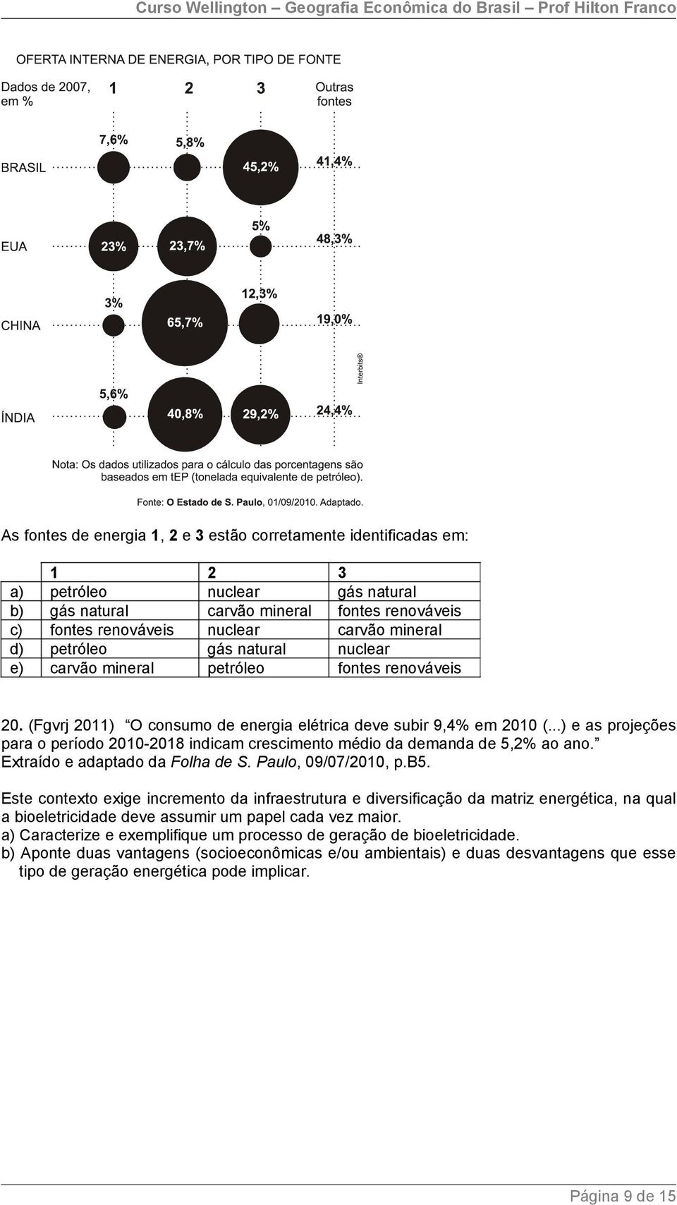 ..) e as projeções para o período 2010-2018 indicam crescimento médio da demanda de 5,2% ao ano. Extraído e adaptado da Folha de S. Paulo, 09/07/2010, p.b5.