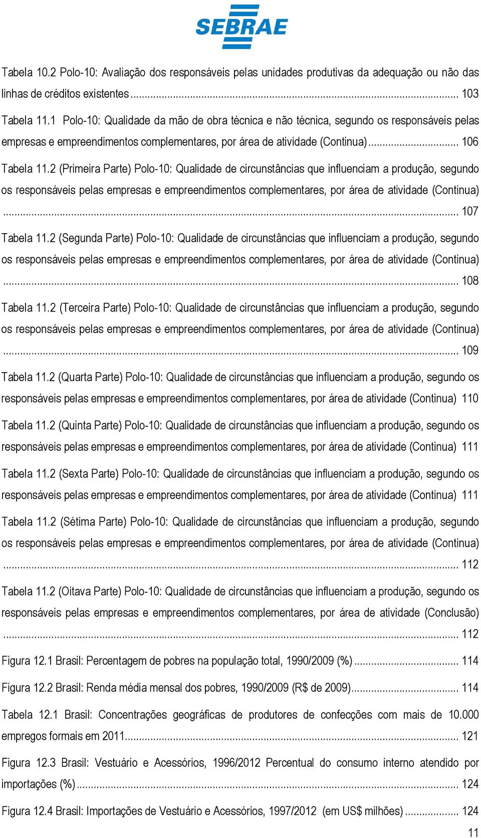 2 (Primeira Parte) Polo-10: Qualidade de circunstâncias que influenciam a produção, segundo os responsáveis pelas empresas e empreendimentos complementares, por área de atividade (Continua).