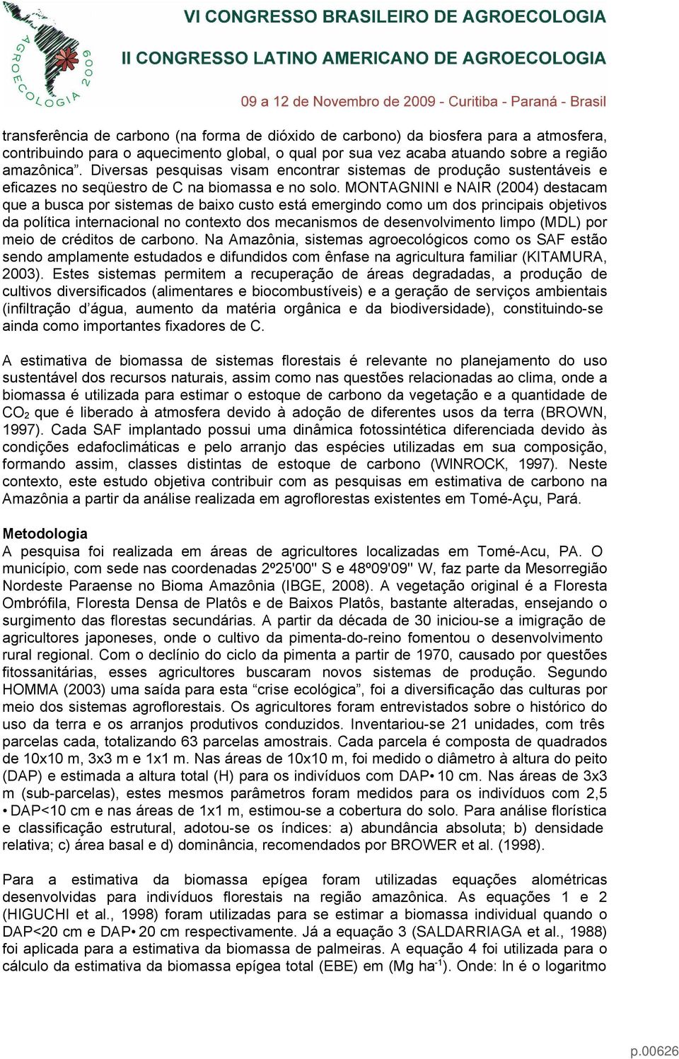 MONTAGNINI e NAIR (2004) destacam que a busca por sistemas de baixo custo está emergindo como um dos principais objetivos da política internacional no contexto dos mecanismos de desenvolvimento limpo