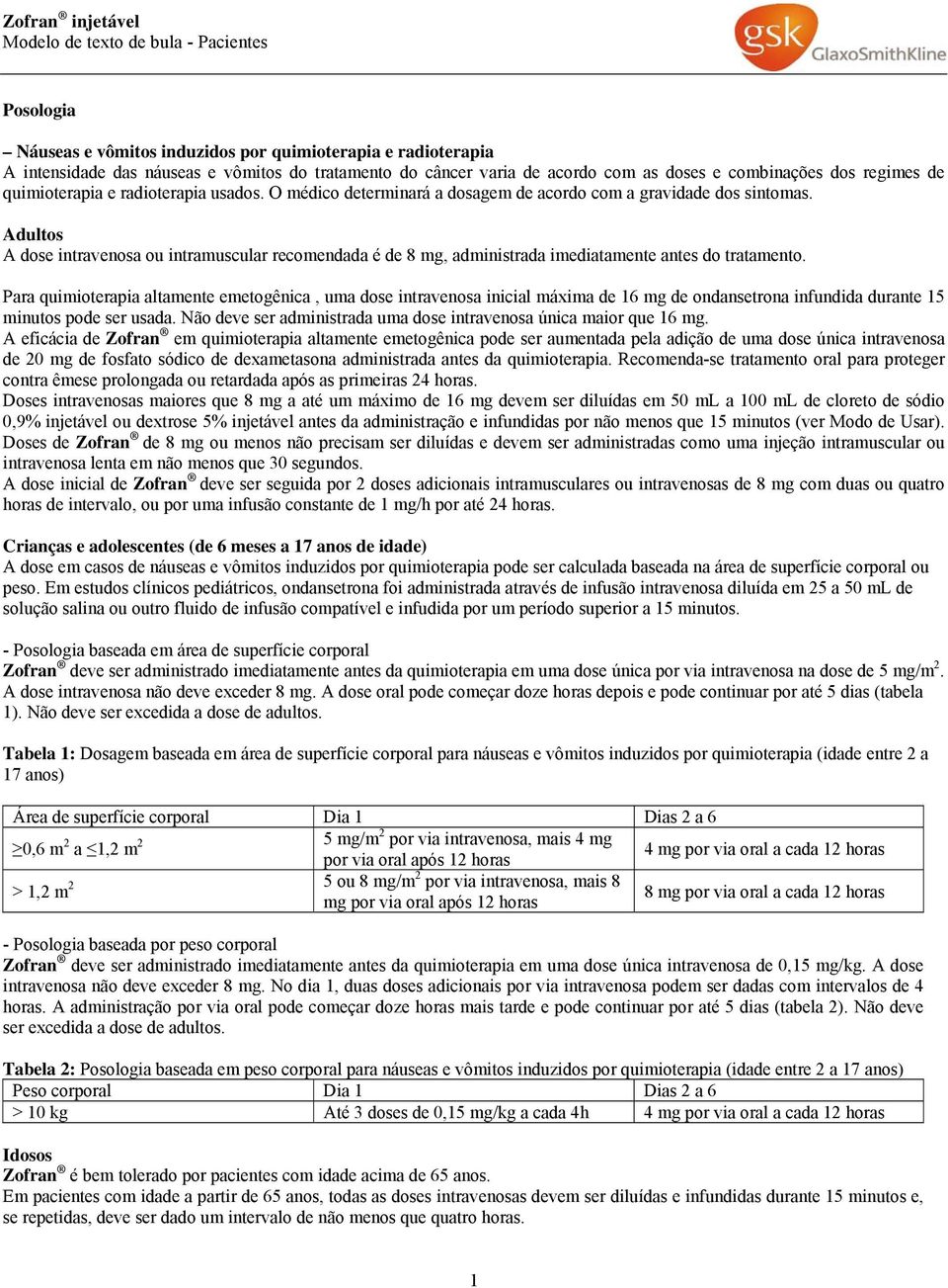 Adultos A dose intravenosa ou intramuscular recomendada é de 8 mg, administrada imediatamente antes do tratamento.