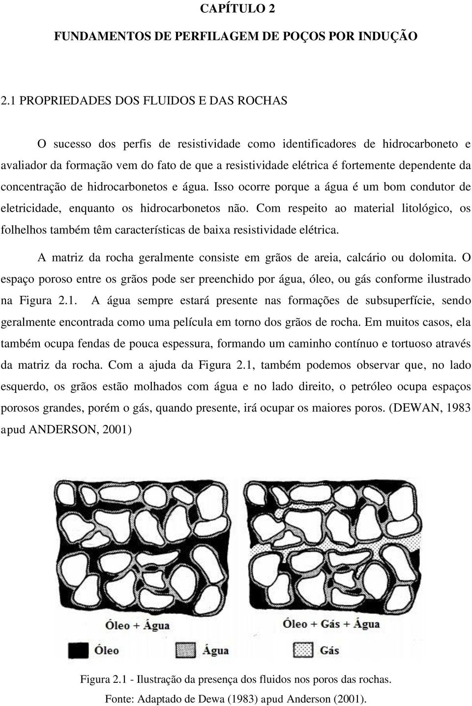 dependente da concentração de hidrocarbonetos e água. Isso ocorre porque a água é um bom condutor de eletricidade, enquanto os hidrocarbonetos não.