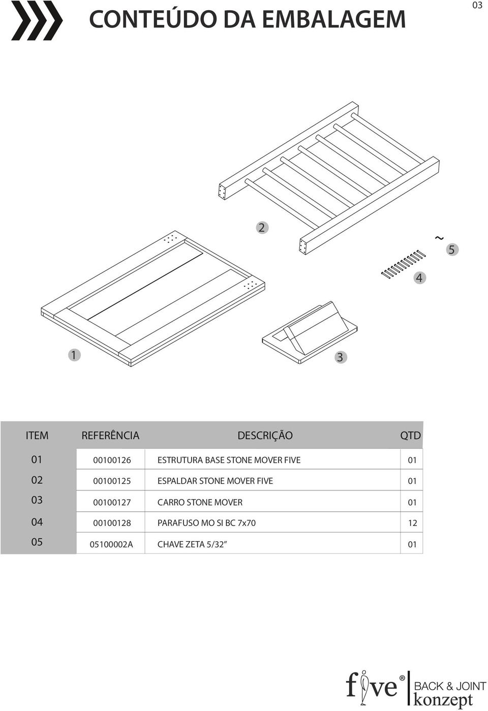 MOVER FIVE 02 03 04 05 0025 0027 0028 05100002A ESPALDAR STONE