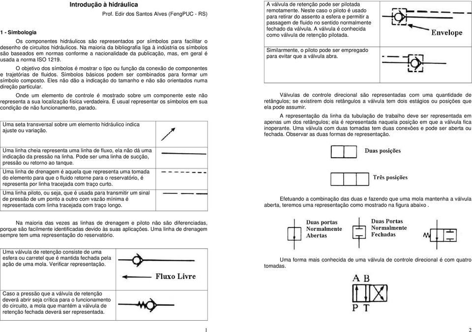 O objetivo dos símbolos é mostrar o tipo ou função da conexão de componentes e trajetórias de fluidos. Símbolos básicos podem ser combinados para formar um símbolo composto.