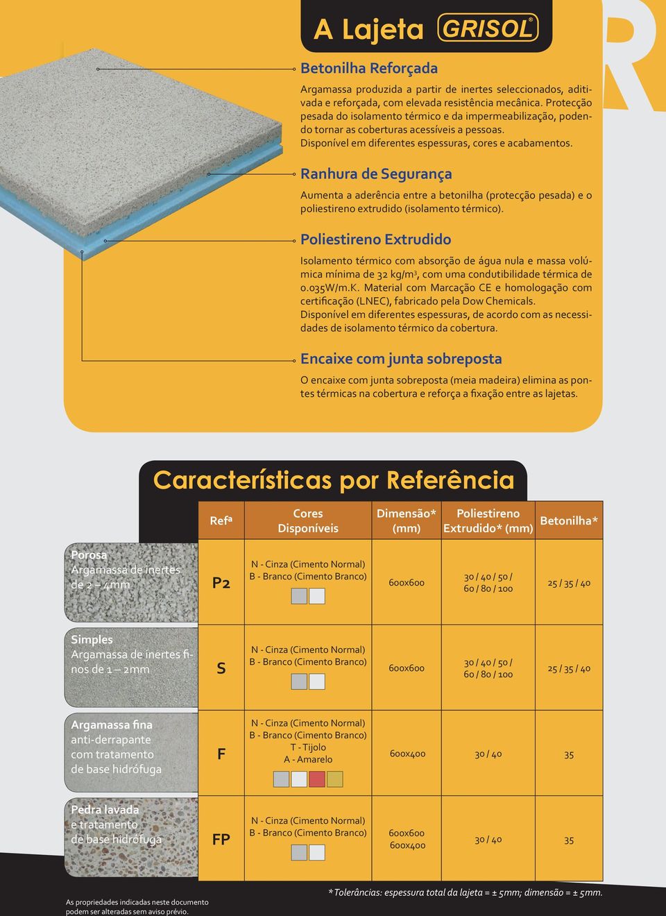Ranhura de Segurança Aumenta a aderência entre a betonilha (protecção pesada) e o poliestireno extrudido (isolamento térmico).