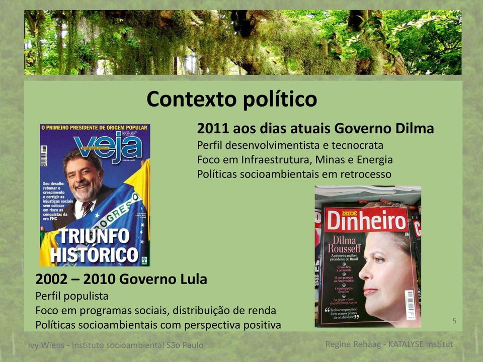 em retrocesso 2002 2010 Governo Lula Perfil populista Foco em programas