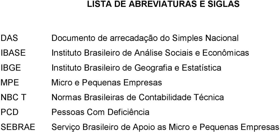 Instituto Brasileiro de Geografia e Estatística Micro e Pequenas Empresas Normas