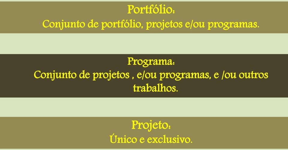 Programa: Conjunto de projetos, e/ou