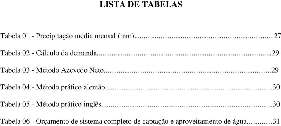 ..29 Tabela 04 - Método prático alemão.