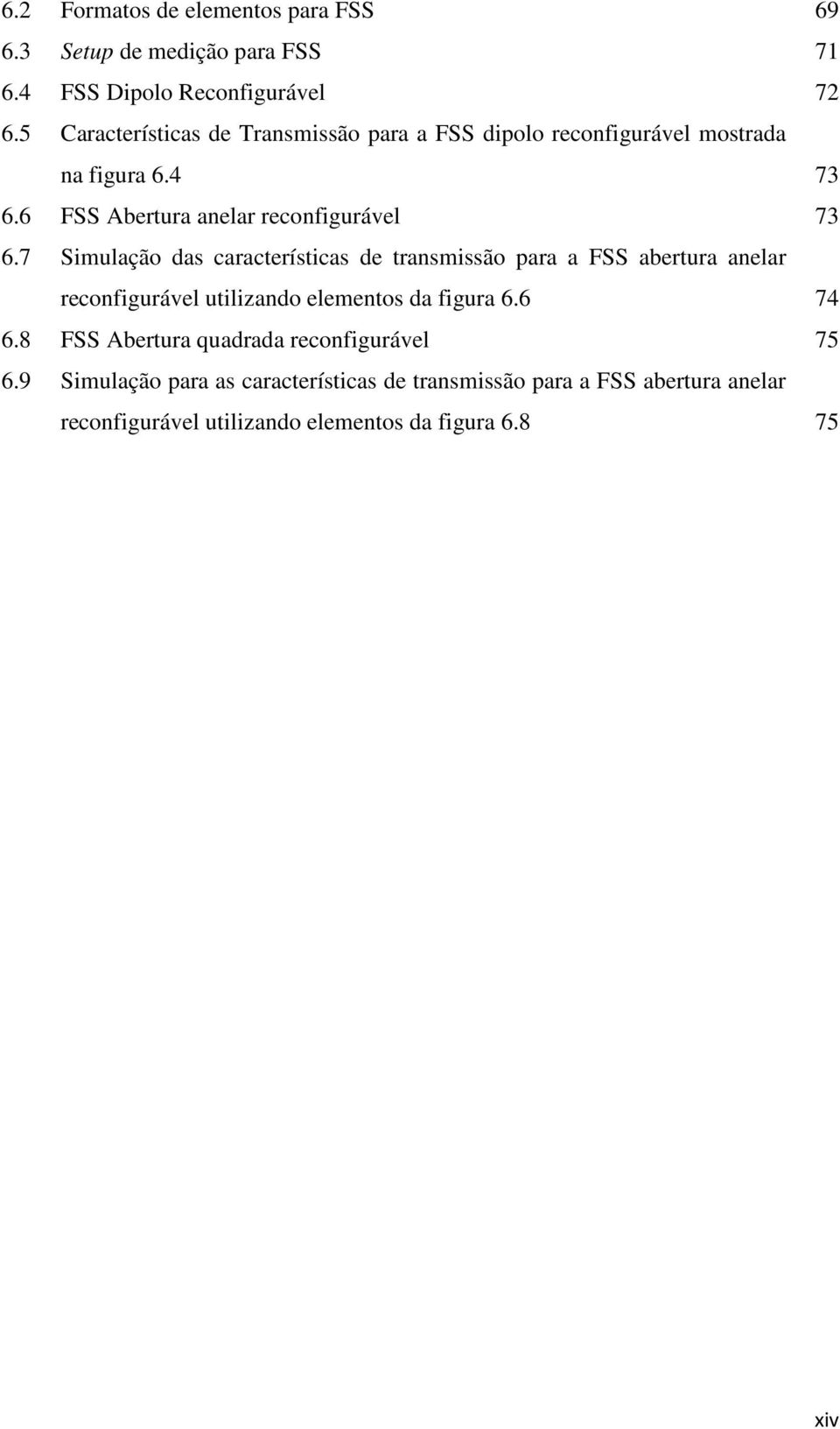 7 Simulação das características de transmissão para a FSS abertura anelar reconfigurável utilizando elementos da figura 6.6 74 6.