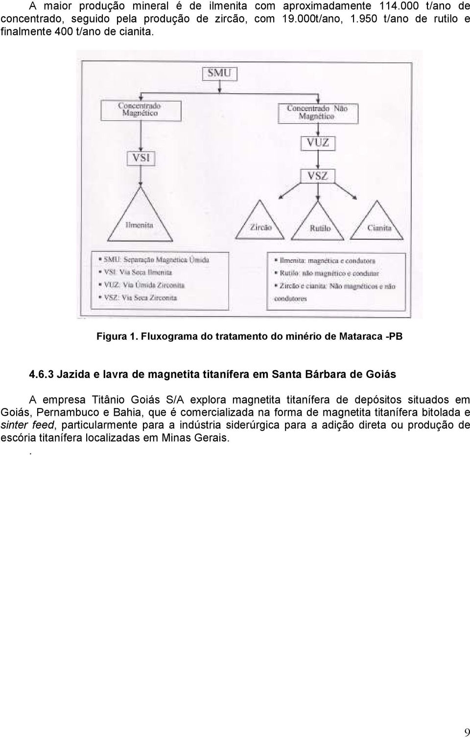 3 Jazida e lavra de magnetita titanífera em Santa Bárbara de Goiás A empresa Titânio Goiás S/A explora magnetita titanífera de depósitos situados em Goiás,